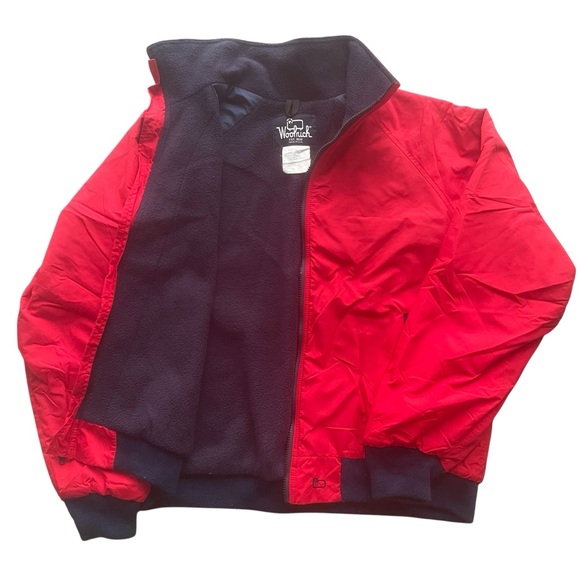 VTG Woolrich Fleece Lined Bomber Jacket Men’s Size Large Red/Blue Made In USA - Picture 1 of 11